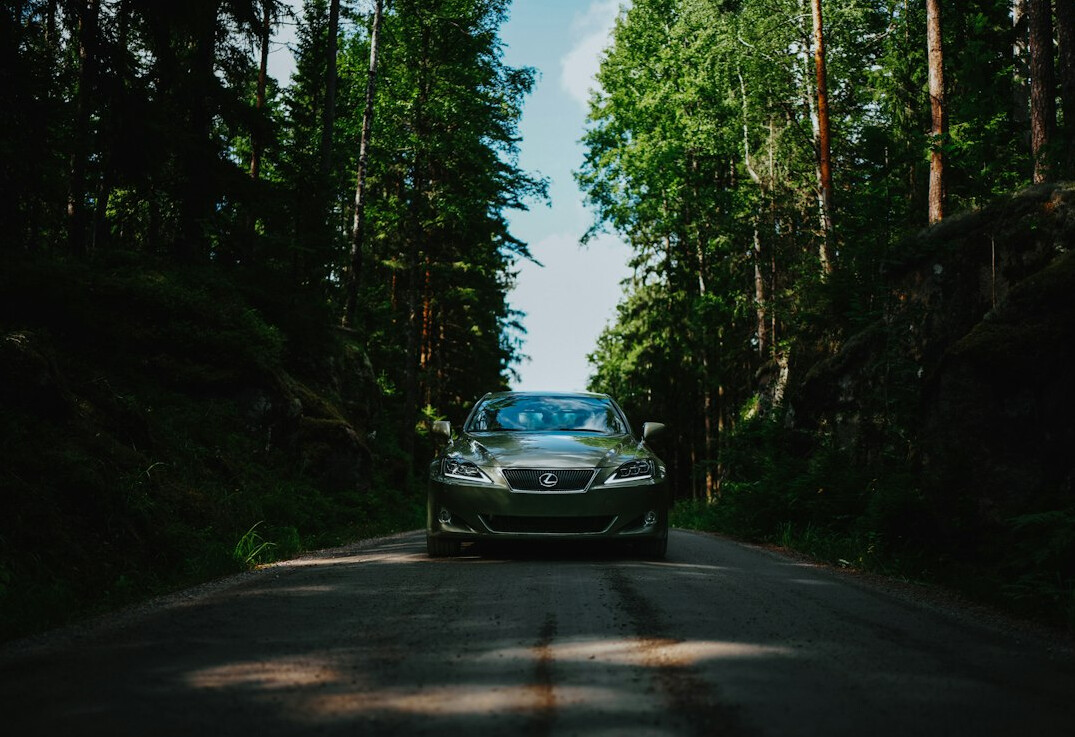 Sports car parked on a quiet road